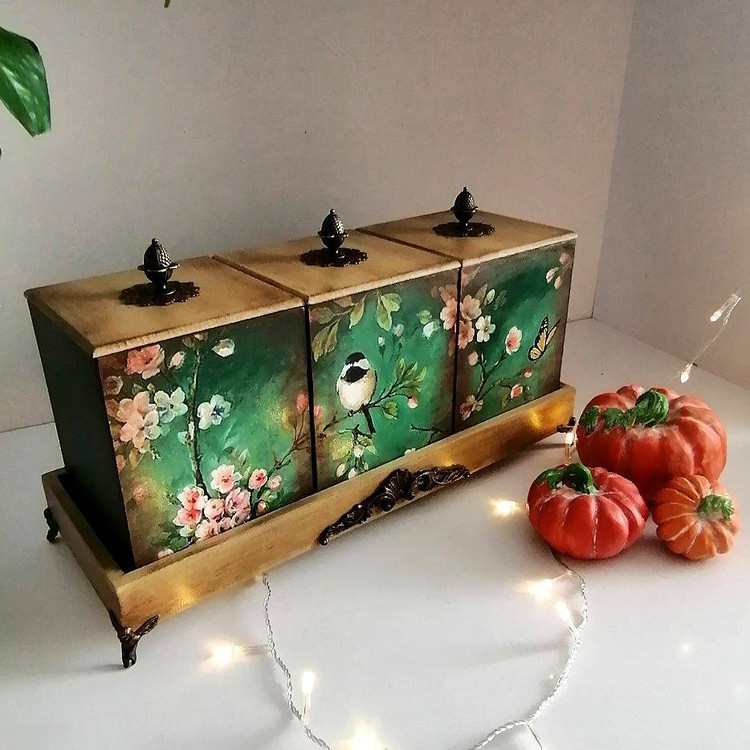 پاسماوری رنگ سبز و طرح چوب