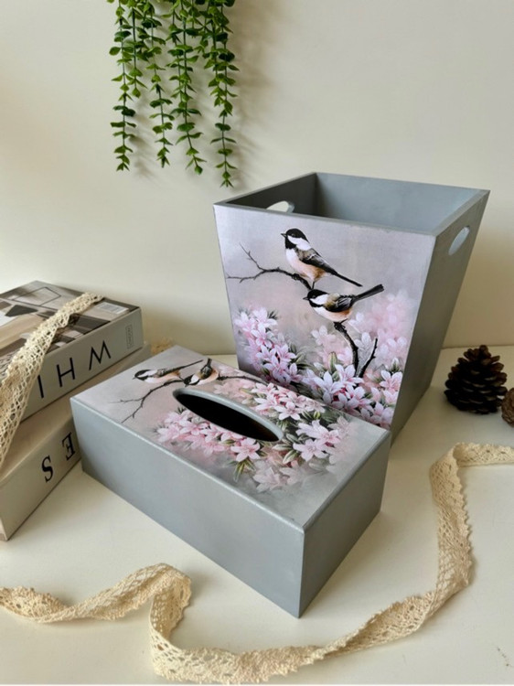 سطل و جادستمال طوسی و صورتی