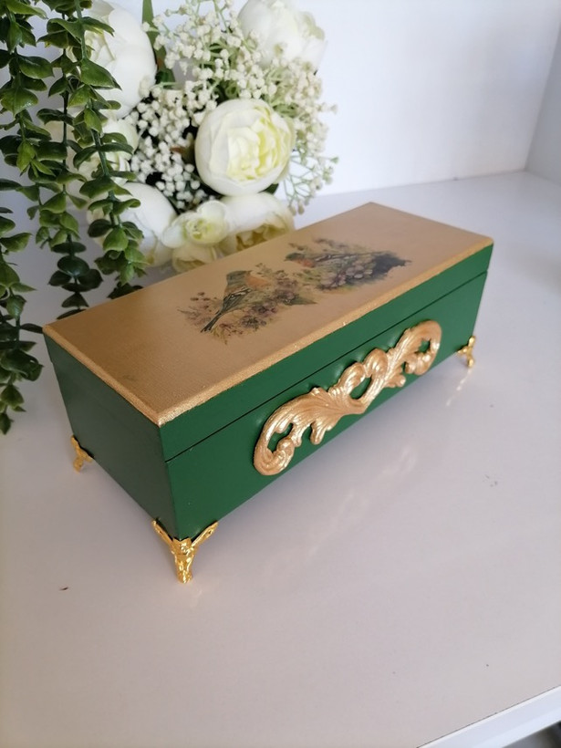 جاقاشقی رومیزی سبز و طلایی