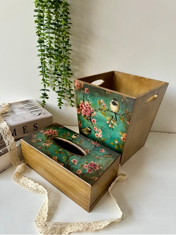 ست سطل وجادستمال کاغذی رنگ سبز