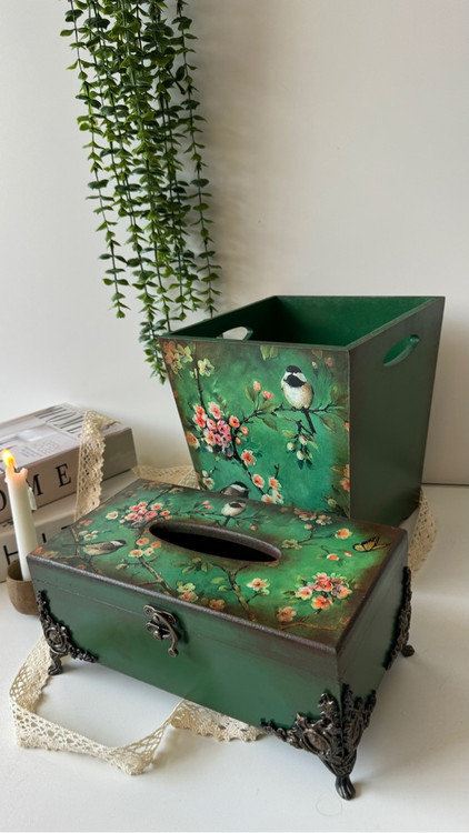 ست سطل و جعبه دستمال کاغذی لوکس