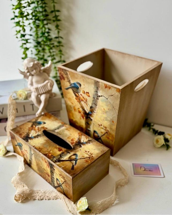 سطل و جادستمال کاغذی چوب روشن