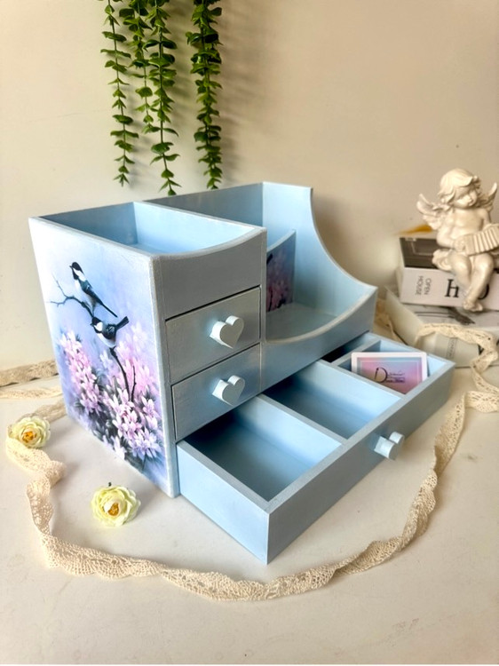 استند لوازم تحریر چوبی آبی