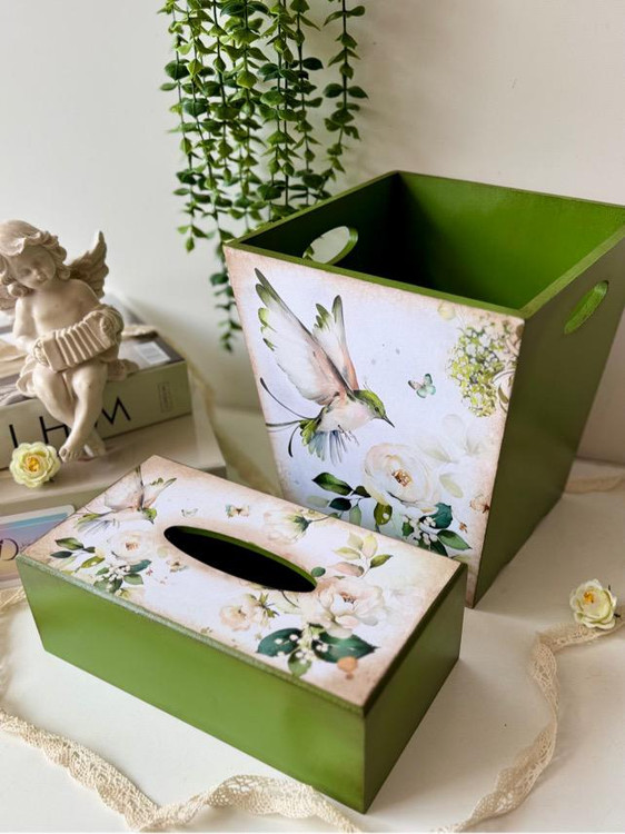 سطل و جادستمال کاغذی سبز شویدی