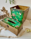 سطل و جادستمال ترکیب رنگ سبز و طرح چوب