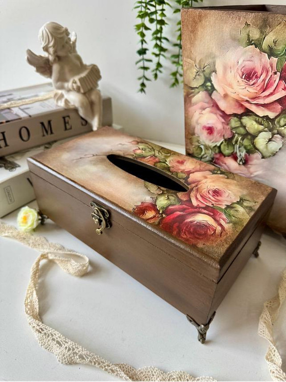 سطل و جادستمال کاغذی طرح گل