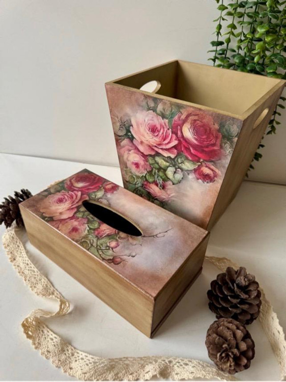 سطل و جادستمال طرح گلدار قرمز