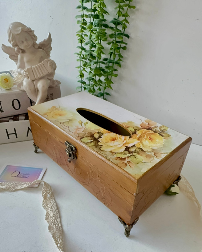 سطل و جادستمال کاغذی رنگ چوب عسلی