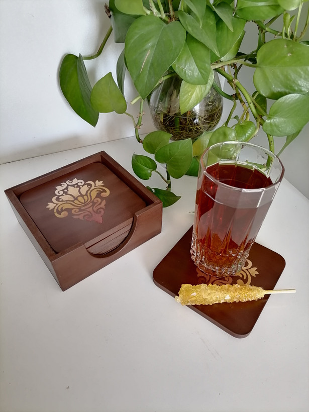 زیرلیوانی چوبی طرح معرق