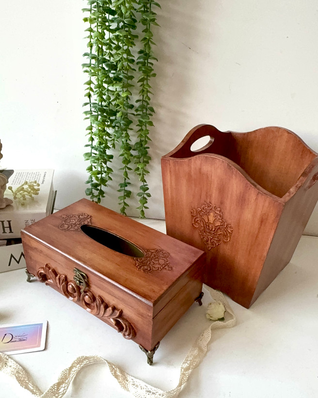 سطل و جادستمال کاغذی رنگ فندوقی
