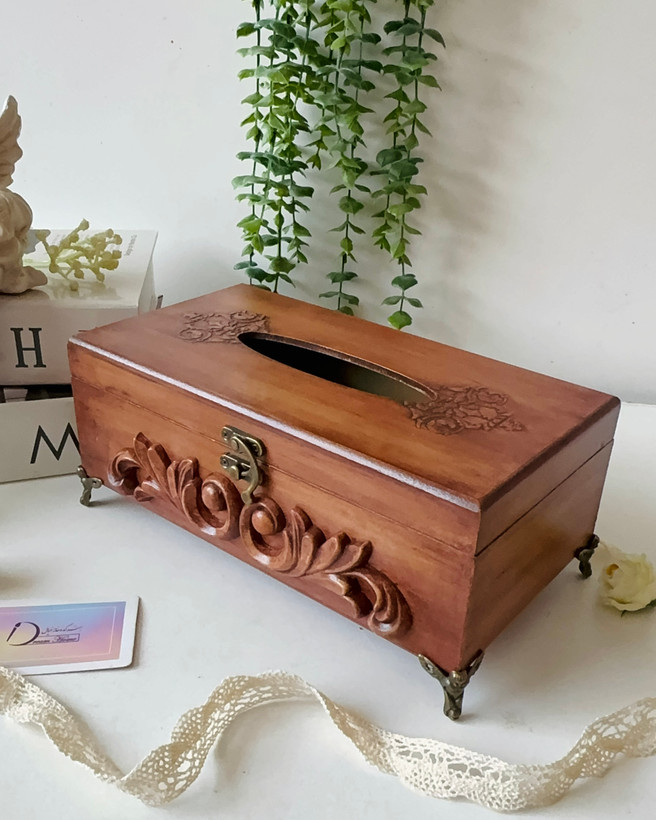 جعبه دستمال کاغذی چوبی ساده