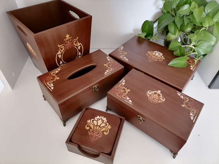 جاکارد و چنگال پذیرایی چوبی طرح معرق